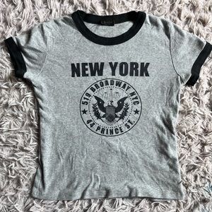 Brandy Melville gray New York baby Tee